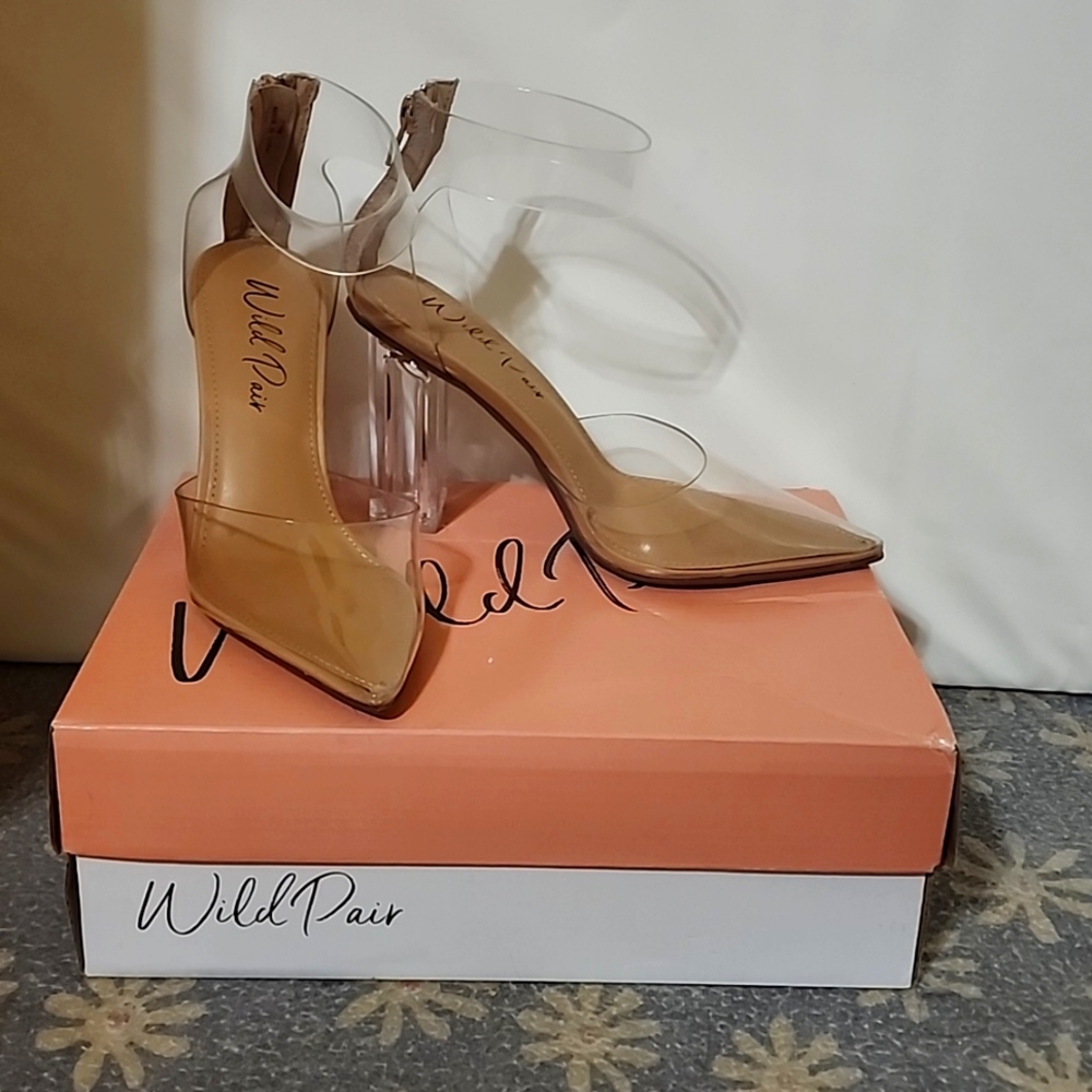 Size 7 Wild Pair Clear Vinyl Heels